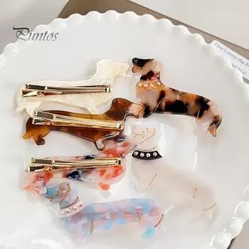 Женская заколка для волос с челкой, дизайн в виде собаки таксы, заколка для волос с блестящими стразами, инкрустированная заколка для волос, аксессуары для волос F