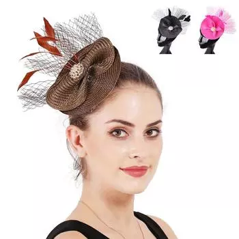 Женская заколка для волос с цветком, повязка на голову, мини-цилиндр, свадебный чародей, Royal Ascot Race чёрный