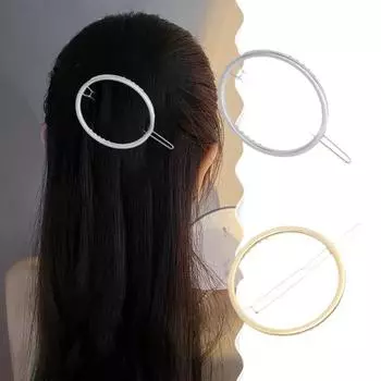 Женская заколка для волос с геометрическим рисунком, круглая полая металлическая заколка-лягушка, золотистого, серебряного цвета, глянцевая поверхность, заколка для волос, аксессуар для волос серебряный