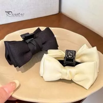 Женская заколка для волос с гладким атласным бантом, декоративная противоскользящая заколка для волос с зубцами, боковая челка, маленькая заколка для волос, аксессуары для волос бежевый