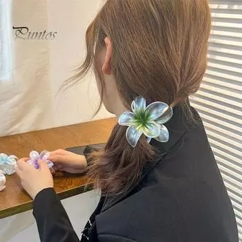 Женская заколка для волос с перламутровым градиентом цвета в форме цветка, заколка для волос с затылком в виде акулы, аксессуары для волос B