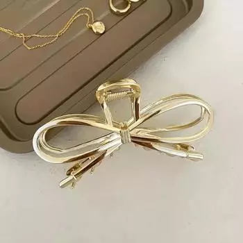 Женская заколка для волос с полым геометрическим бантом, заколка для волос с противоскользящими зубцами для волос на затылке серебряный