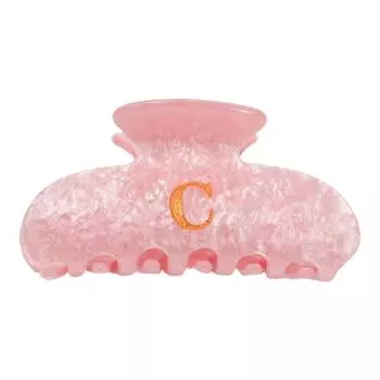 Женская заколка для волос с принтом букв, противоскользящими зубцами, зажим для волос на затылок, большой размер, зажим для волос для душа, аксессуар для волос C розовый