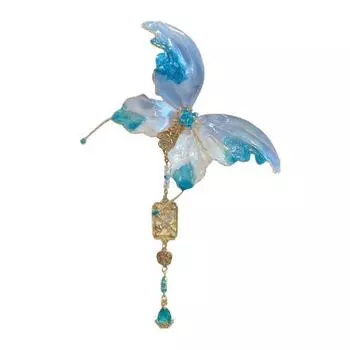 Женская заколка для волос Сияющие бабочки Декор Заколка для волос Металл Стразы Украшение для волос Инструмент для укладки волос Аксессуар для волос синий