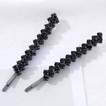 Женская заколка для волос со стразами, модная декоративная заколка для волос, металлические заколки для волос One Size чёрный