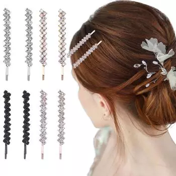 Женская заколка для волос со стразами, модная декоративная заколка для волос, металлические заколки для волос One Size чёрный