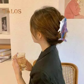 Женская заколка для волос в форме акулы с противоскользящими зубцами из ацетатного материала, заколка для волос с задней головкой, большая заколка для волос, аксессуары для волос синий