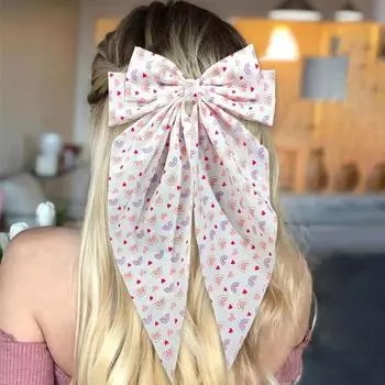 Женская заколка для волос в форме банта с лентой в форме сердца и губами