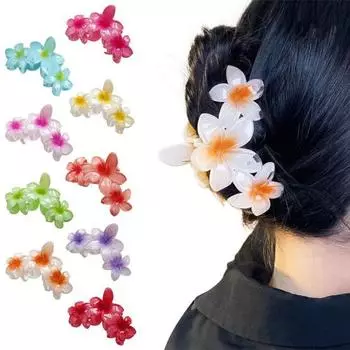 Женская заколка для волос в форме цветка, градиентная цветная заколка для волос, легкая цветная заколка для волос на затылке белый