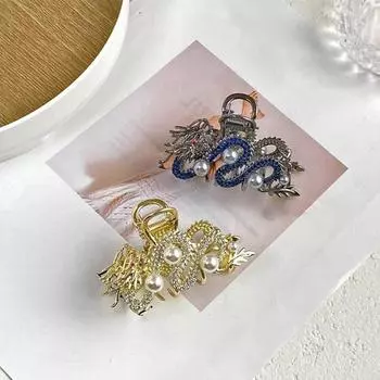 Женская заколка для волос в китайском стиле в форме дракона с противоскользящими зубцами, заколка для волос сзади B