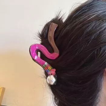 Женская заколка-краб с витым дизайном, цветные стразы, инкрустированные заколки для волос, противоскользящие зубцы, задняя часть головы
