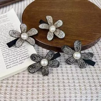 Женская заколка-уточка, ретро-цветы, модная боковая заколка для волос, украшения для волос, достойные 7*5cm белый