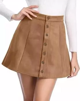 Женская замшевая кожаная юбка ручной работы стильная модная короткая юбка для вечеринки S дубильная кора