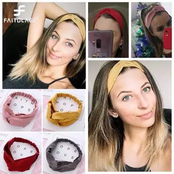 Женская замшевая повязка на голову на весну и осень, эластичные ленты для волос с крестообразным узлом, повязка для волос для девочек, аксессуары для волос жёлтый
