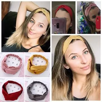 Женская замшевая повязка на голову на весну и осень, эластичные ленты для волос с крестообразным узлом, повязка для волос для девочек, аксессуары для волос синий