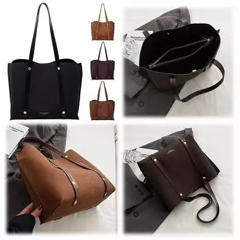 Женская замшевая сумка через плечо на молнии с внутренним карманом и ручкой сверху, сумка подмышкой для работы и путешествий чёрный