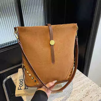 Женская замшевая сумка через плечо осень-зима, большая вместимость, универсальная, с леопардовым принтом, повседневная сумка через плечо