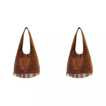 Женская замшевая сумка через плечо с кисточками, сумка-хобо с магнитной застежкой, сумка для поездок на работу (коричневый)