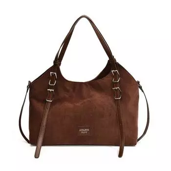 Женская замшевая сумка через плечо с регулируемым ремешком, сумка подмышкой, большая вместительная сумка с верхней ручкой, прочная сумка-портфель для работы и путешествий Black