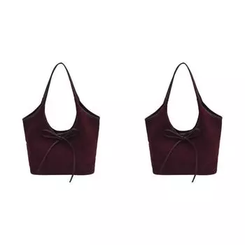 Женская замшевая сумка через плечо с внутренним карманом, большая сумка-тоут для путешествий (Красное вино)