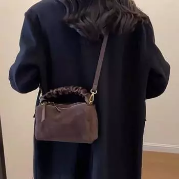 Женская замшевая сумка через плечо сумка через плечо с регулируемым ремнем сумка-хобо клатч кошелек на молнии маленькая сумочка 21x9x14cm кофейный