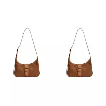 Женская замшевая сумка-хобо с регулируемым ремешком в стиле ретро с полумесяцем для работы(коричневый)