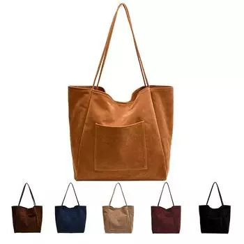 Женская замшевая сумка с ручкой сверху и внешним карманом, сумка-портфель для работы и путешествий коричневый