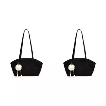 Женская замшевая сумка-тоут, большая вместимость, сумка через плечо, повседневная сумка для работы(черный)