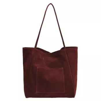 Женская замшевая сумка-тоут, большая вместительная сумка через плечо с внешним карманом, верхняя ручка, кошелек, прочная сумка-портфель для работы и путешествий коричневый