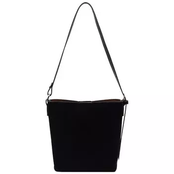 Женская замшевая сумка-ведро с регулируемым ремнем, сумка-хобо через плечо, сумка-тоут чёрный