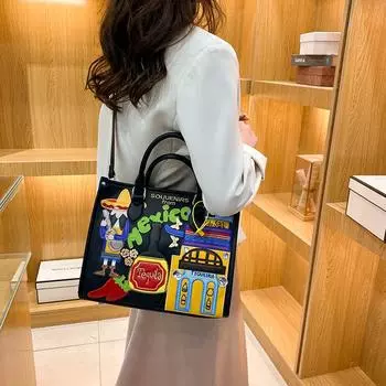 Женская заплата сумка через плечо Граффити сумка через плечо сумка Высококачественный дизайнерский кошелек Новая мода