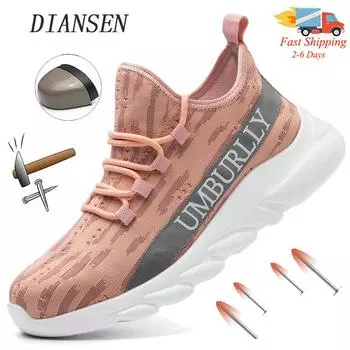 Женская защитная обувь, нескользящие рабочие ботинки, легкие дышащие кроссовки со стальным верхом 36 чёрный