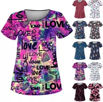 Женская защитная одежда с имитацией вышивки и набивным рисунком, с наклонным воротником и двойным карманом L чёрный