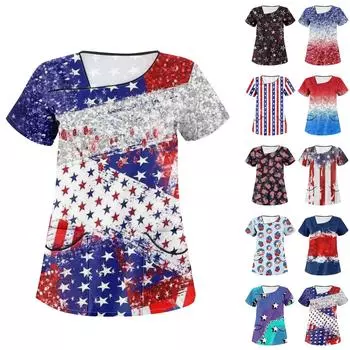 Женская защитная рабочая одежда с наклонным воротником и двойным карманом, посвященная Дню независимости L чёрный