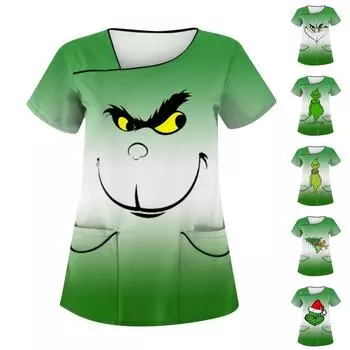 Женская защитная рабочая одежда с принтом, косым воротником и двумя карманами XXXXXL