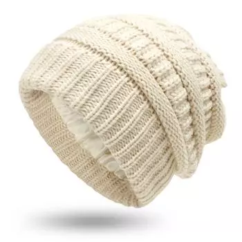 Женская защитная теплая шерстяная вязаная шапка для прически с 9 цветами One Size бежевый