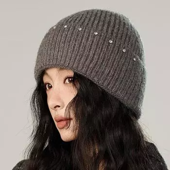 Женская защитная вязаная шапка для ушей зимняя теплая шапка чёрный