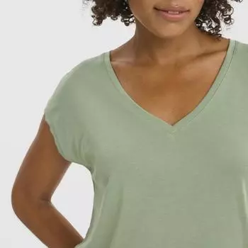 Женская зеленая футболка с v-образным вырезом VERO MODA S зелёный