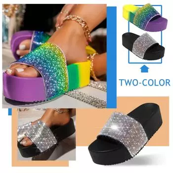 Женская женская пляжная обувь на танкетке в богемном стиле, тапочки, сандалии 39 чёрный