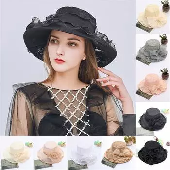 Женская женская широкая свадебная шляпа для чаепития в церкви, необычная шапка-чародей чёрный
