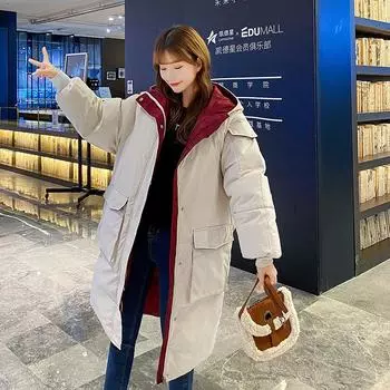 Женская зимняя длинная однотонная теплая куртка с капюшоном, парка больших размеров, повседневная куртка на молнии для снега 3XL