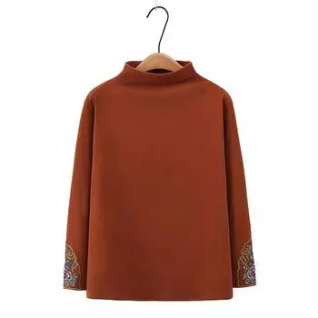 Женская зимняя футболка с длинными рукавами в литературном ретро-стиле, пуловер с полувысоким воротом, нижняя часть рубашки 3XL