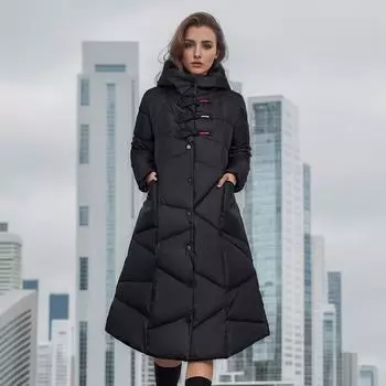 Женская зимняя хлопковая куртка, длинное толстое пальто с капюшоном, сплошной цвет, тонкая теплая хлопковая одежда, элегантное модное пальто M красный