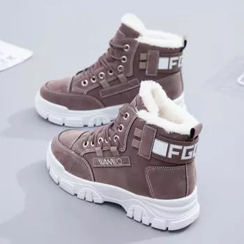 Женская зимняя хлопковая обувь плюс бархатные теплые модные плюшевые зимние сапоги 35 чёрный