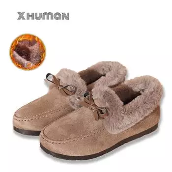 Женская зимняя хлопковая обувь с подкладкой, утолщенная, новая, плоская подошва, мягкая, нескользящая, теплая, плюшевая, удобная, соевая обувь для людей среднего и пожилого возраста 35 чёрный
