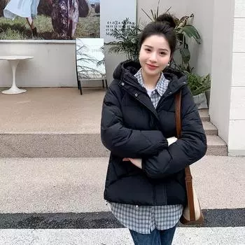 Женская зимняя хлопковая стеганая куртка с воротником на пуху, свободная толстая короткая хлопковая стеганая куртка M белый