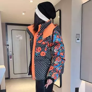 Женская зимняя короткая клетчатая пушистая куртка, утолщенное пальто Parker, свободная теплая куртка с капюшоном XS