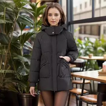 Женская зимняя куртка 2024 года, новая женская утепленная теплая короткая хлопковая куртка с капюшоном, женские однотонные парки, пальто для женщин, куртка M красный