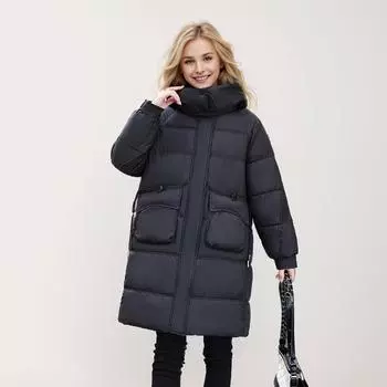 Женская зимняя куртка 2024 года, новая женская однотонная утепленная парка с капюшоном, пальто для женщин с 2 карманами, повседневная хлопковая куртка для женщин M бежевый