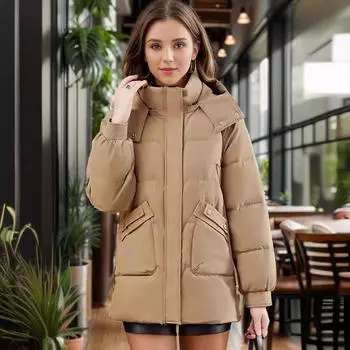 Женская зимняя куртка 2024 года, новая женская утепленная теплая короткая хлопковая куртка с капюшоном, женские однотонные парки, пальто для женщин, куртка M красный